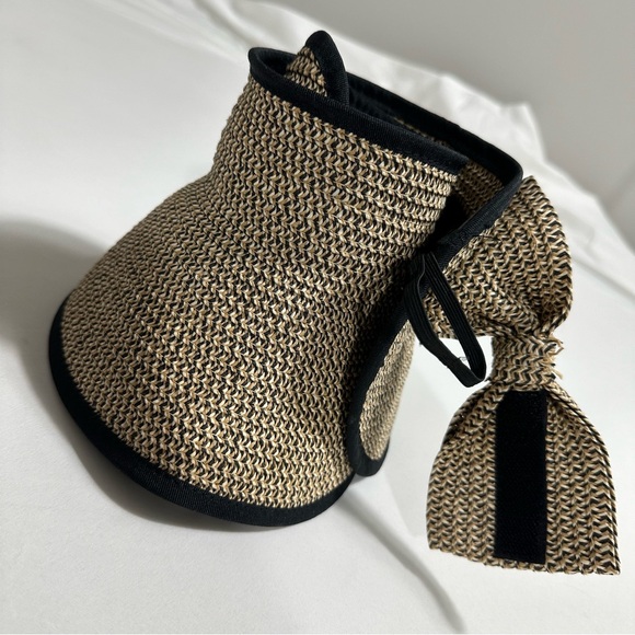 DAVID AND YOUNG Rollup Marled Straw Floppy Sun Vacation Visor Hat - Picture 6 of 7